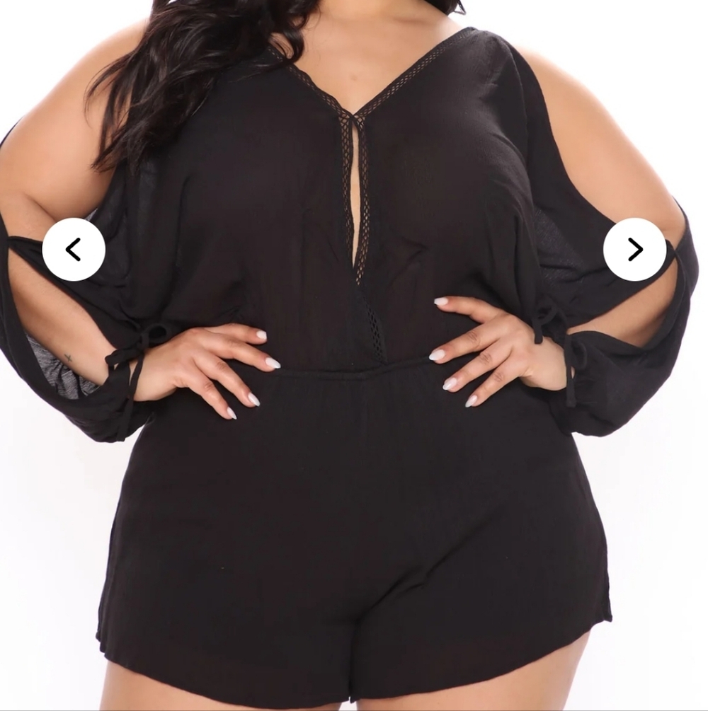 Fashion Nova Olive Cold Shoulder Romper